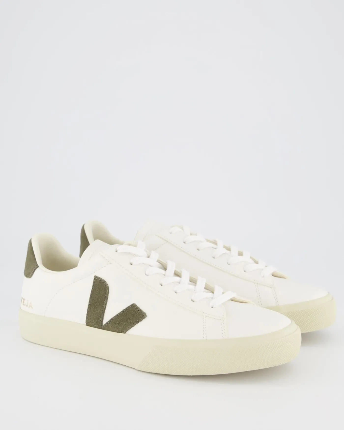Dames Campo Sneaker Leer Wit/Khaki