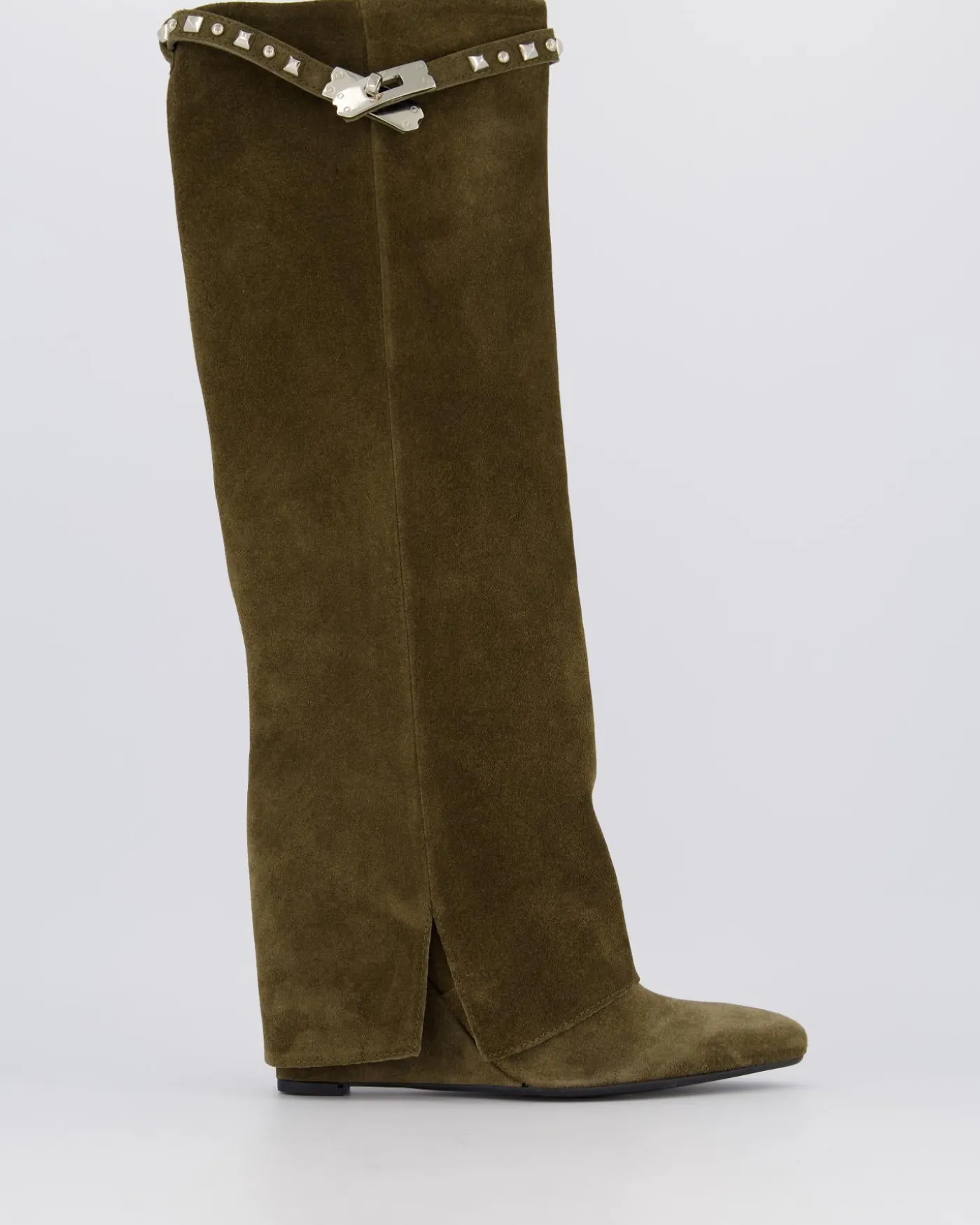 Dames Studded Leather Wedge Boot