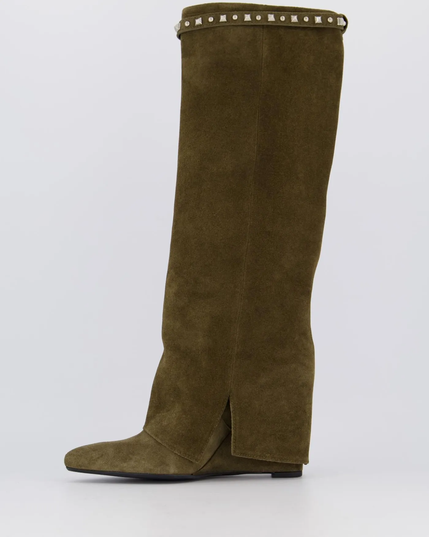 Dames Studded Leather Wedge Boot