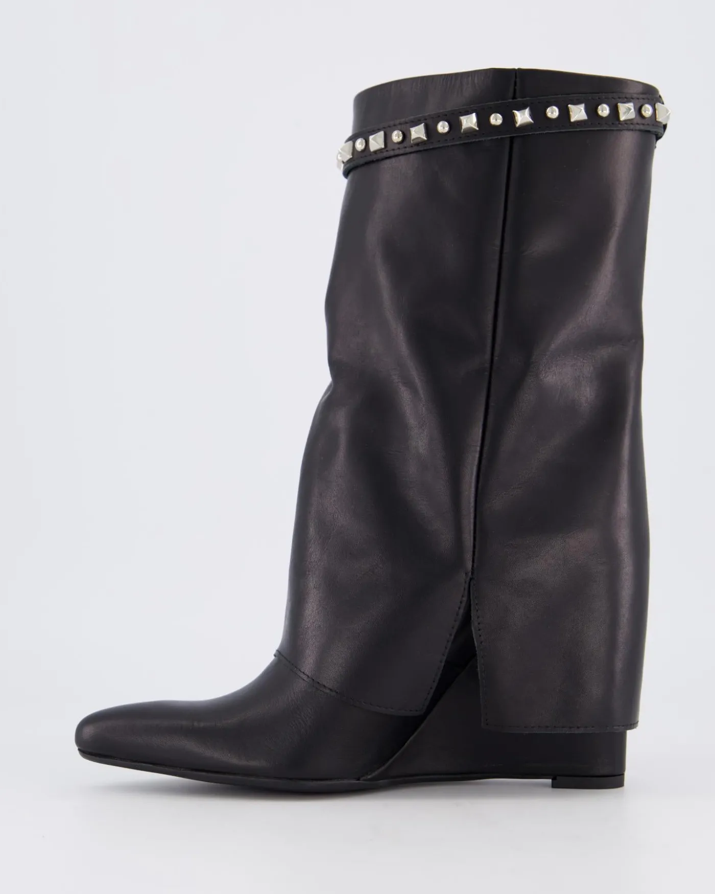 Dames Studded Leather Wedge Boot