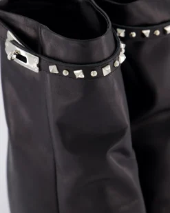 Dames Studded Leather Wedge Boot