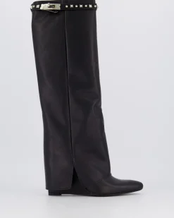 Dames Studded Leather Wedge Boot