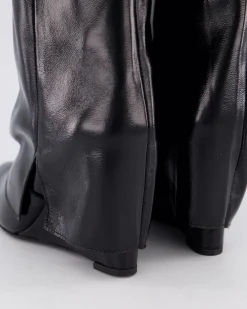 Dames Studded Shiny Leather Wedge