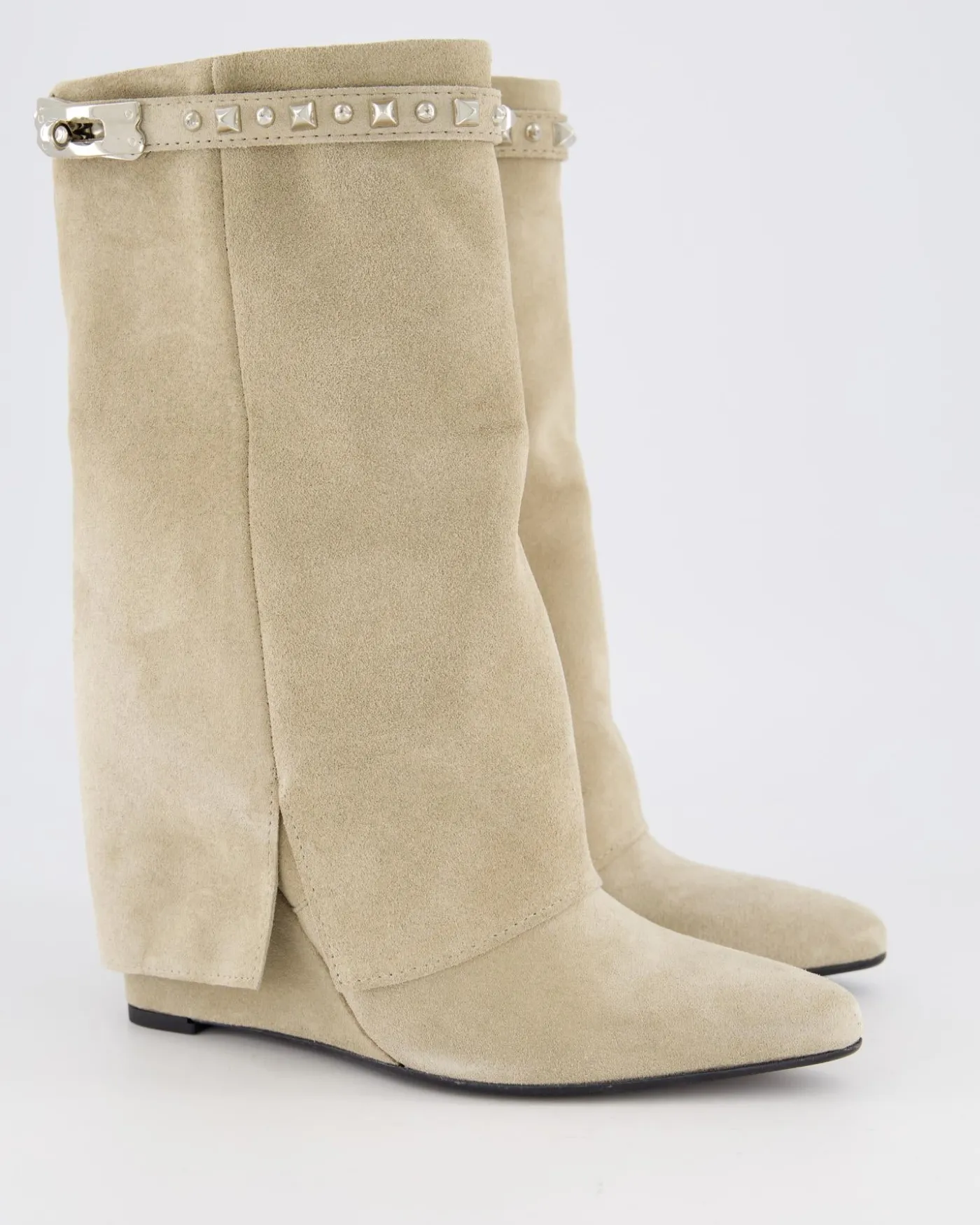 Dames Studded Suede Wedge Boot