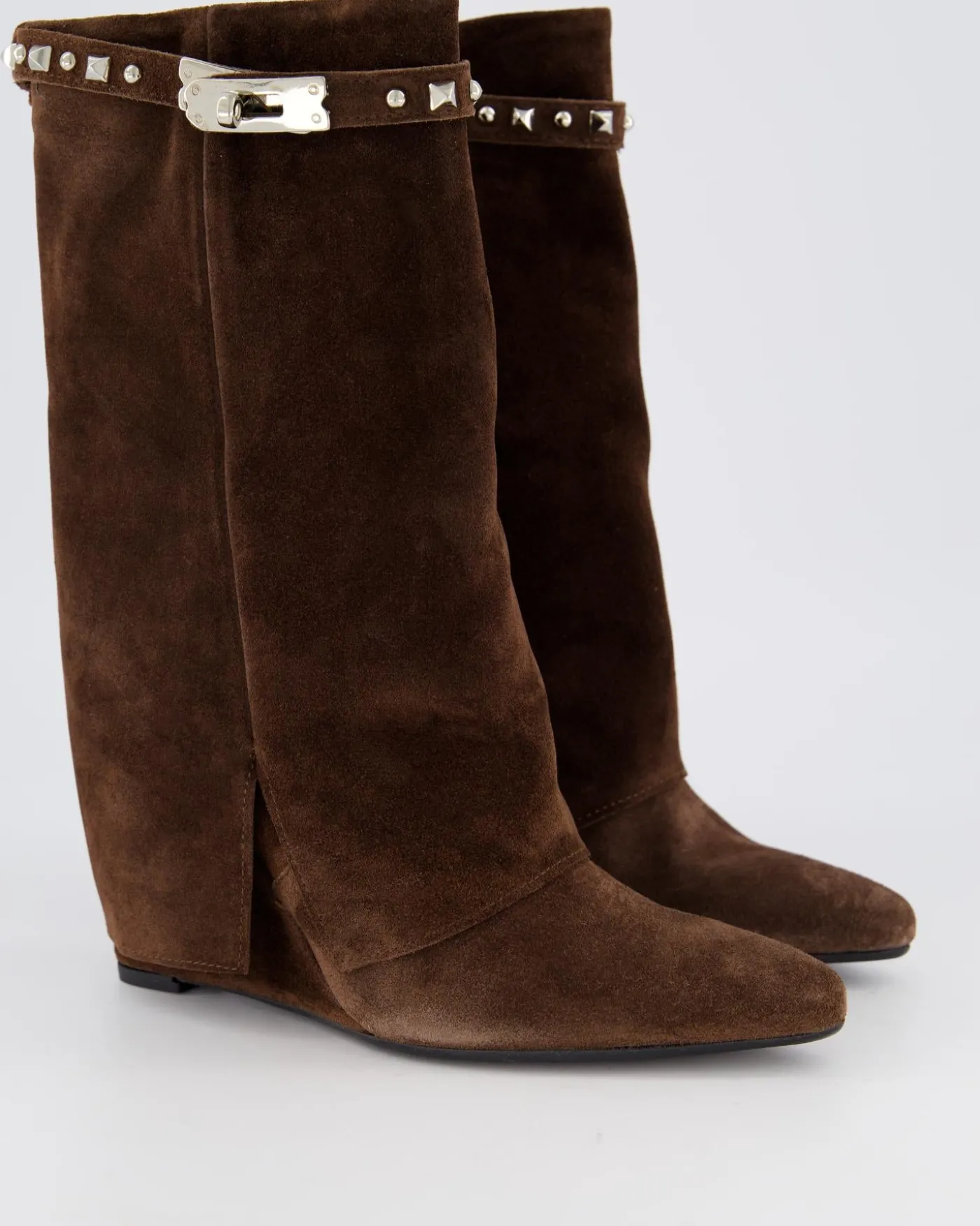 Dames Studded Suede Wedge Boot
