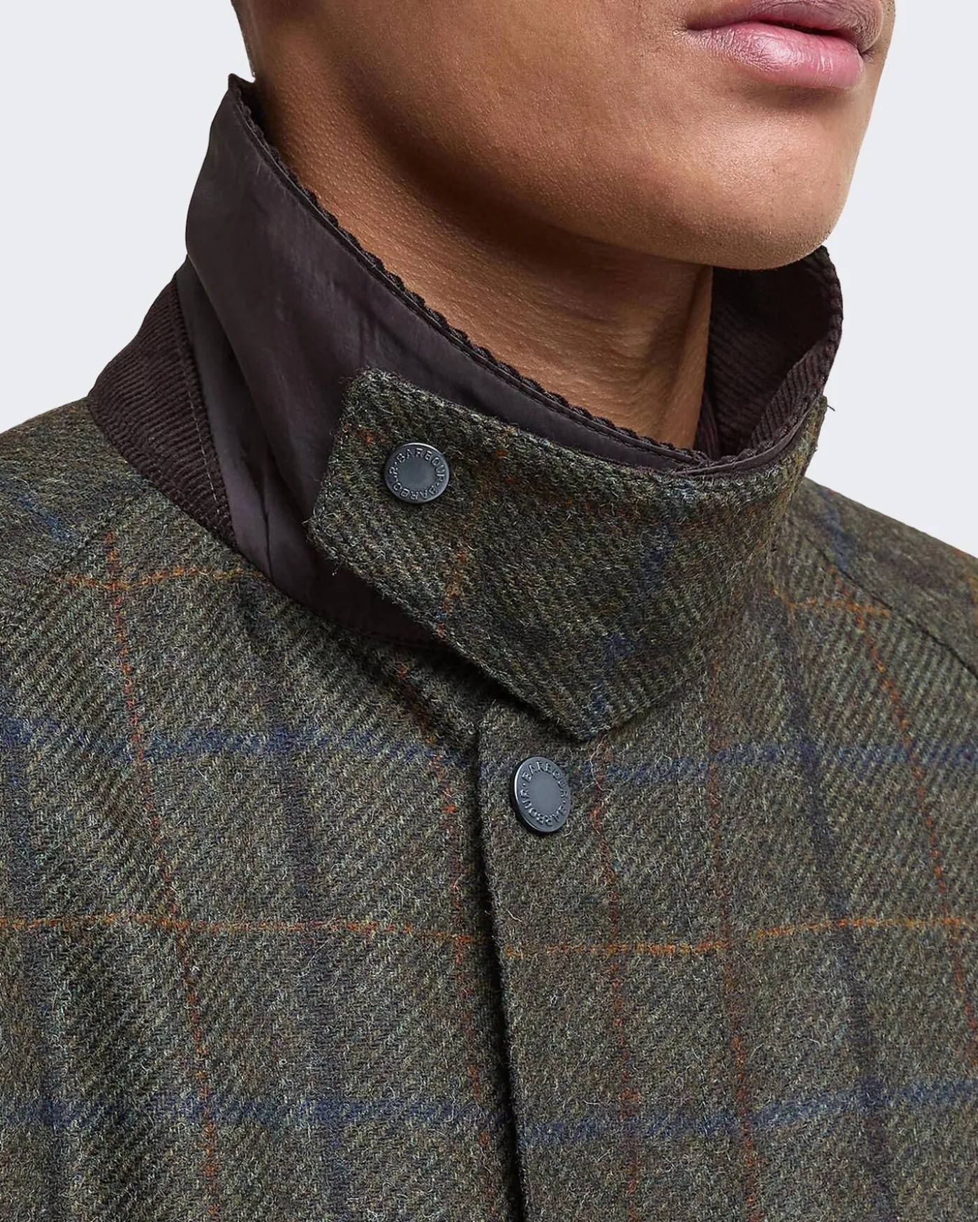 Heren Bedale Check Woll Jacket Bruin