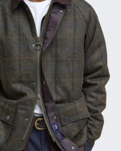 Heren Bedale Check Woll Jacket Bruin