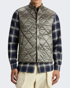 Heren Black Yarn Nylon Vest Grijs