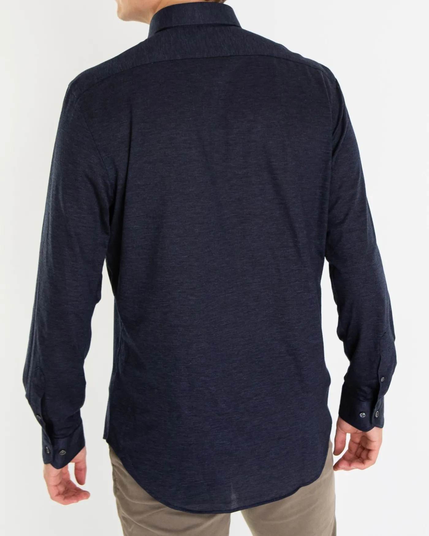 Heren Buttoned Knitshirt Blauw