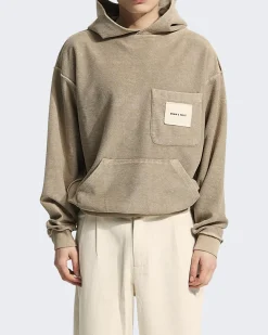 Heren Chest Pocket Hoodie Beige