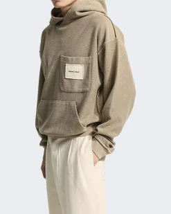 Heren Chest Pocket Hoodie Beige