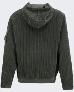 Heren Corduroy Zip Hooded Groen