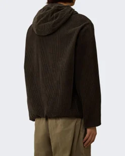 Heren Corduroy Zip Hooded Groen
