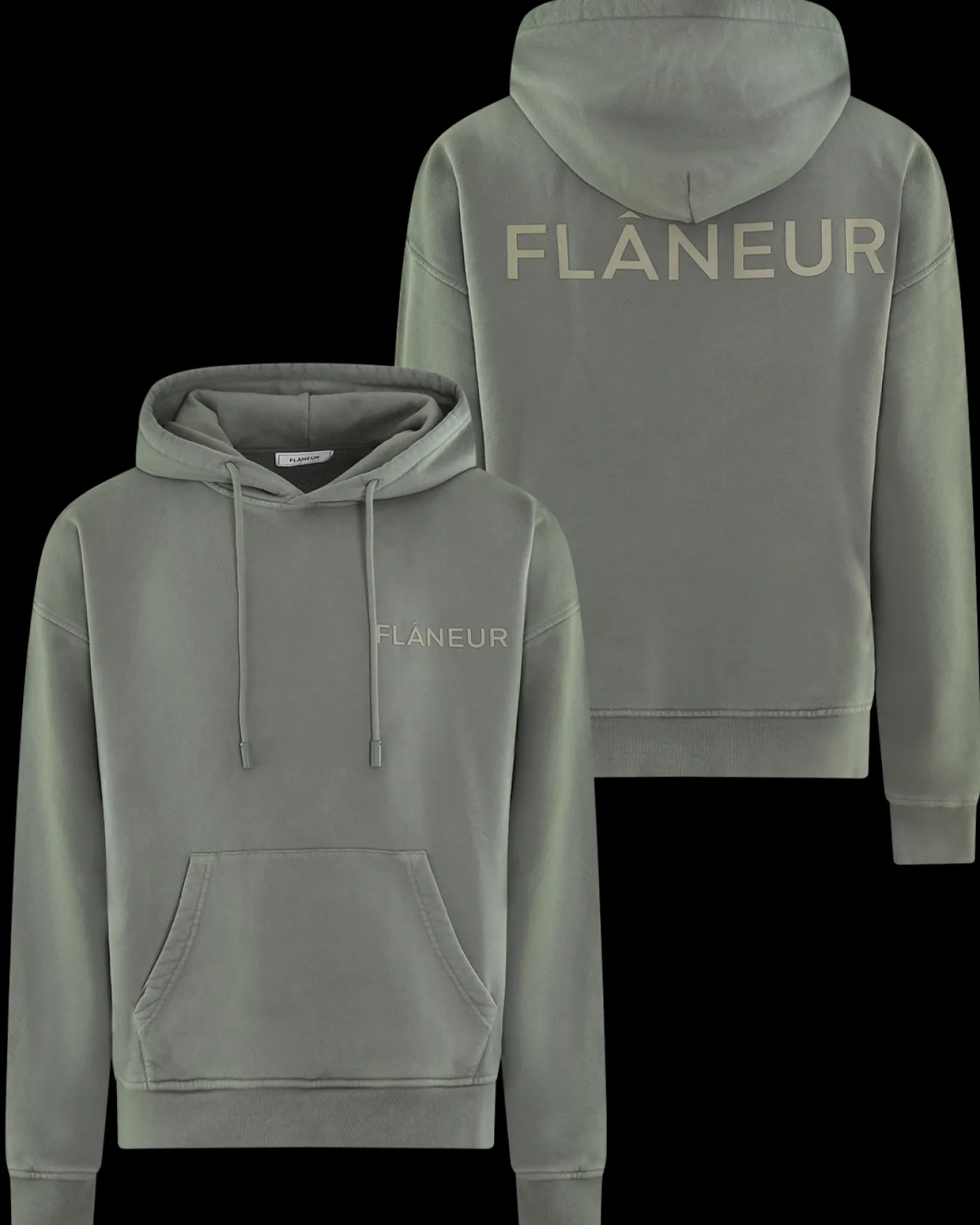 Heren DoubleLogo Washed Hoodie Beige