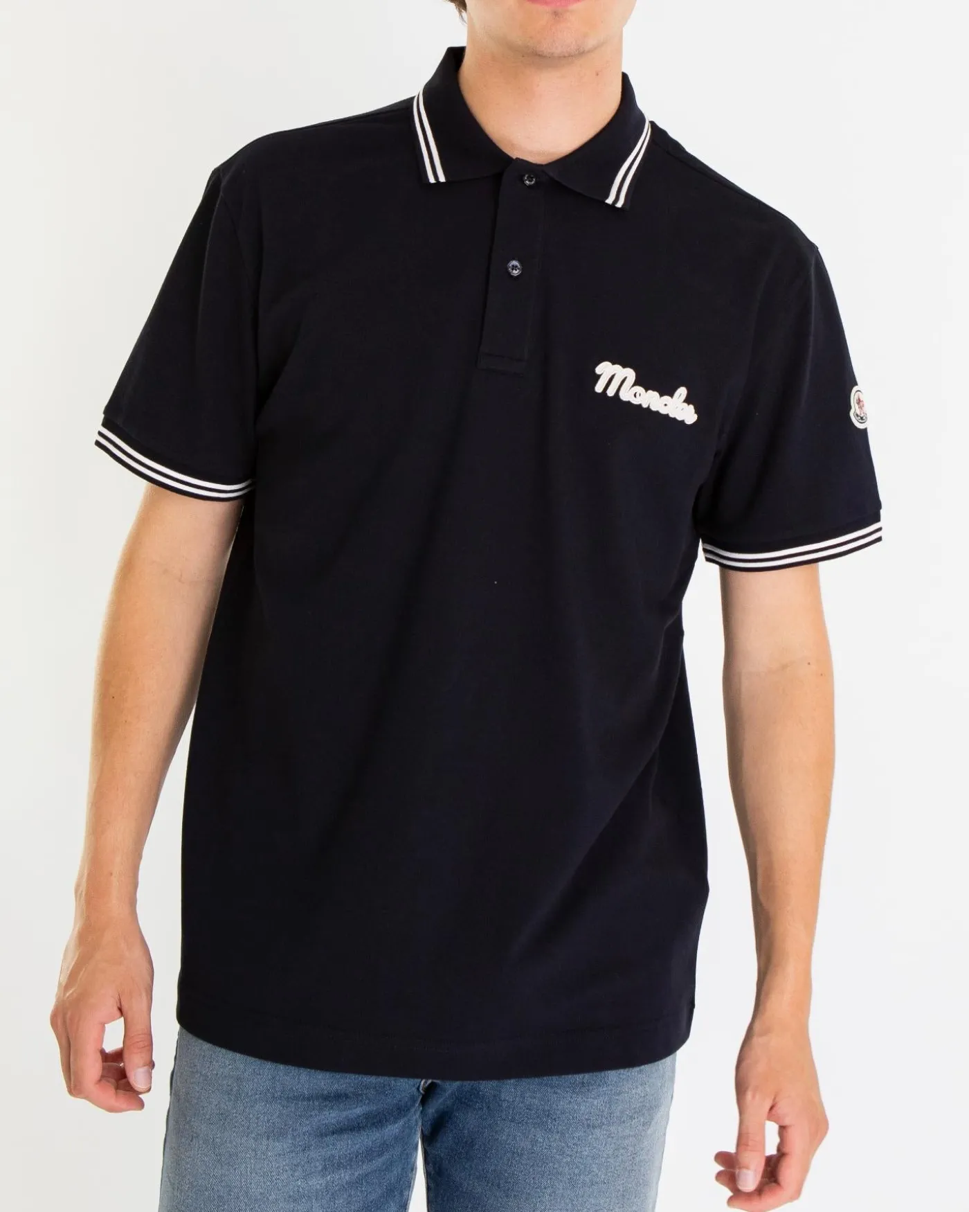 Heren Embroidered Logo Polo Blauw