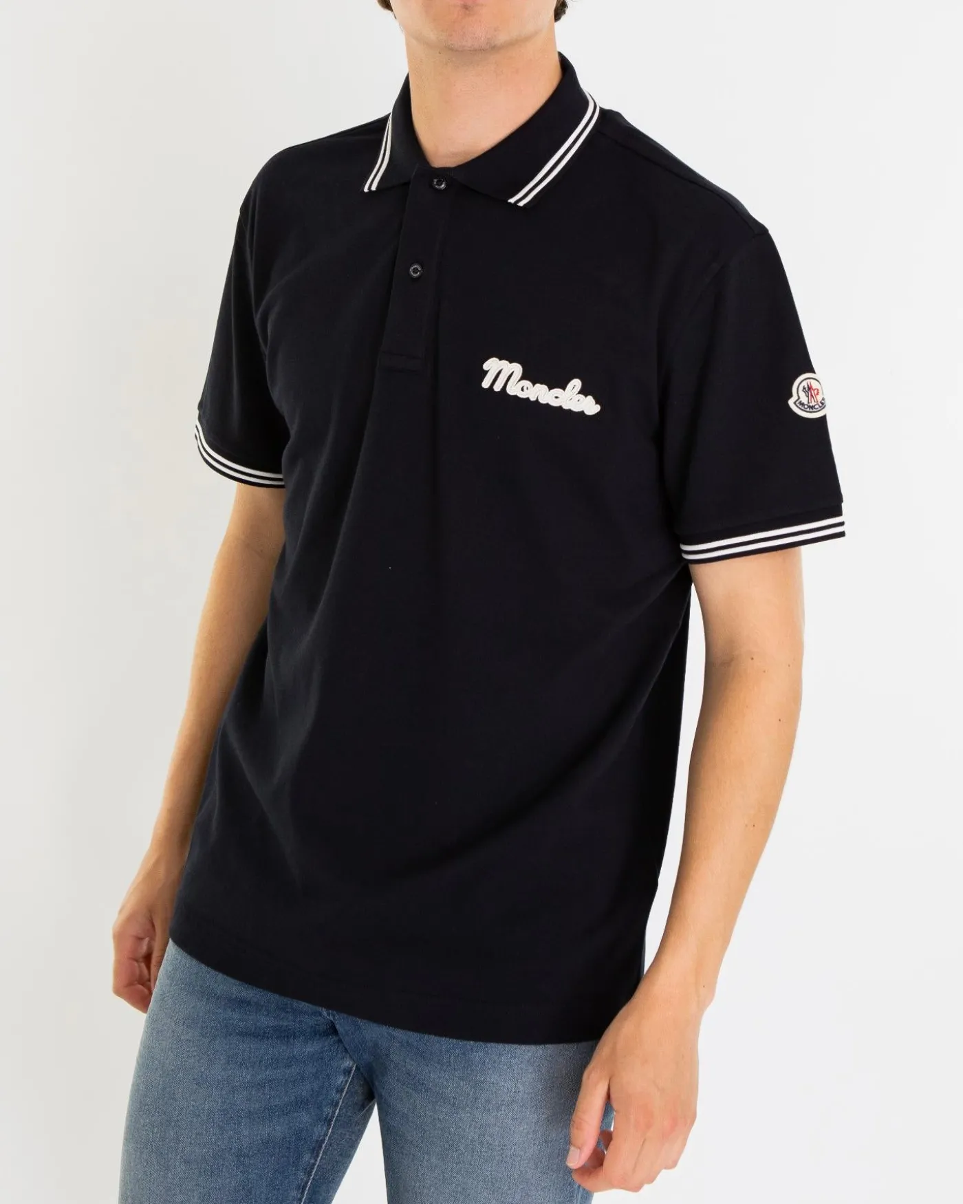 Heren Embroidered Logo Polo Blauw