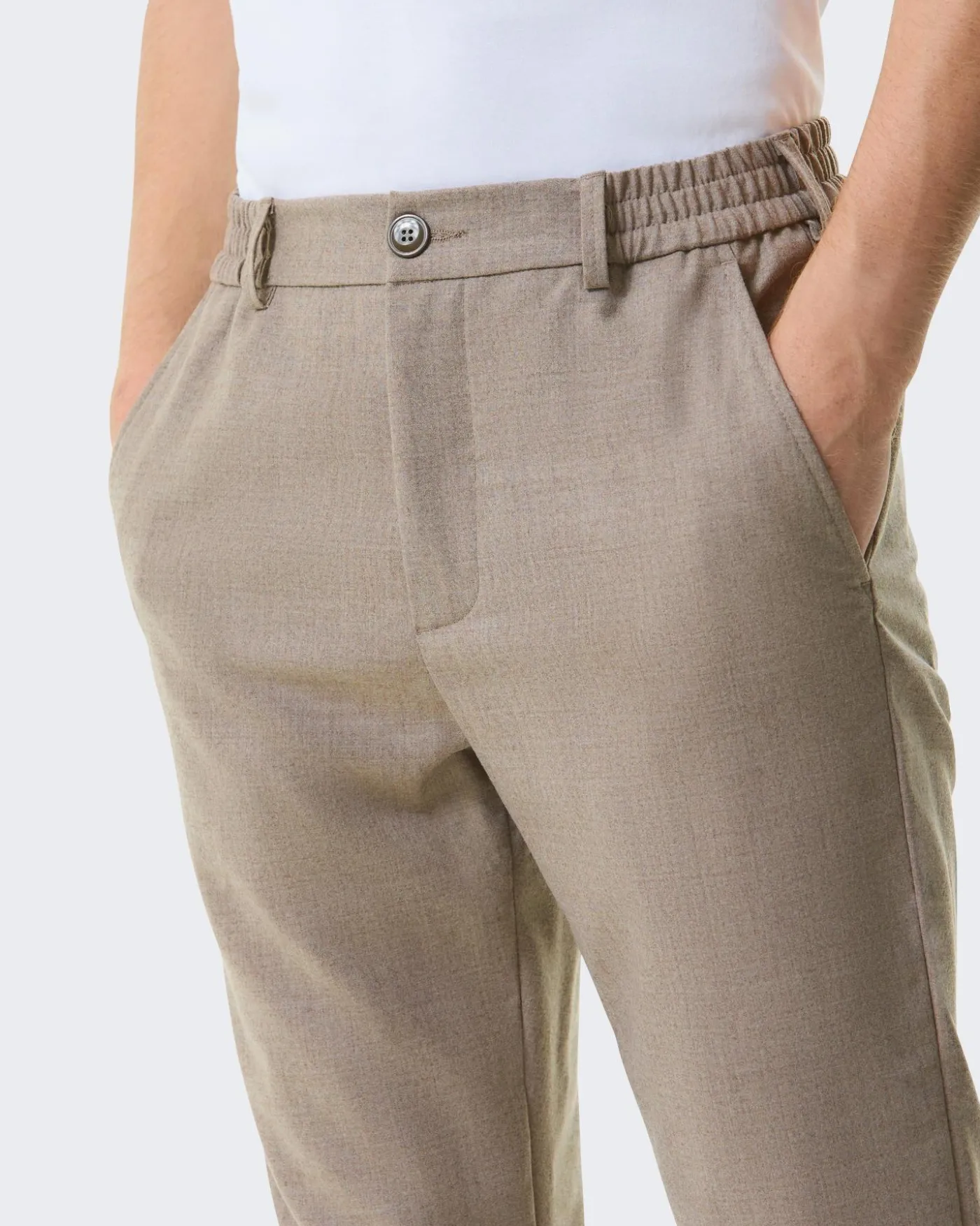 Heren Flannel Stretch Tapered Beige