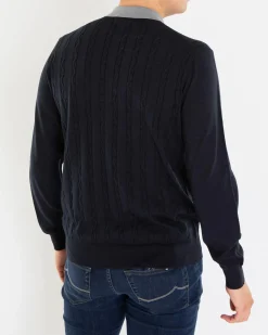 Heren Half Zip Polo Blauw