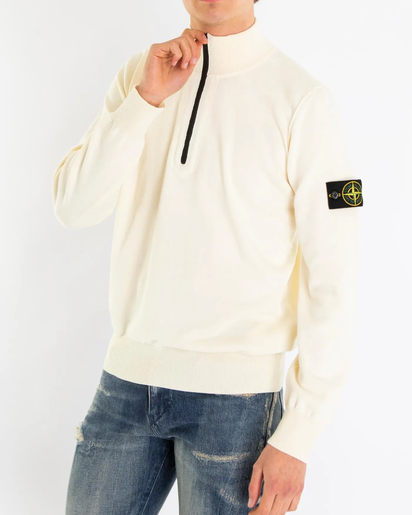 Heren Half-Zip Sweater Ivory