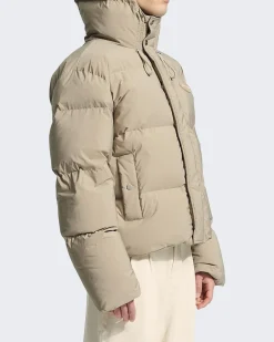 Heren Hooded Puffer Jacket Beige