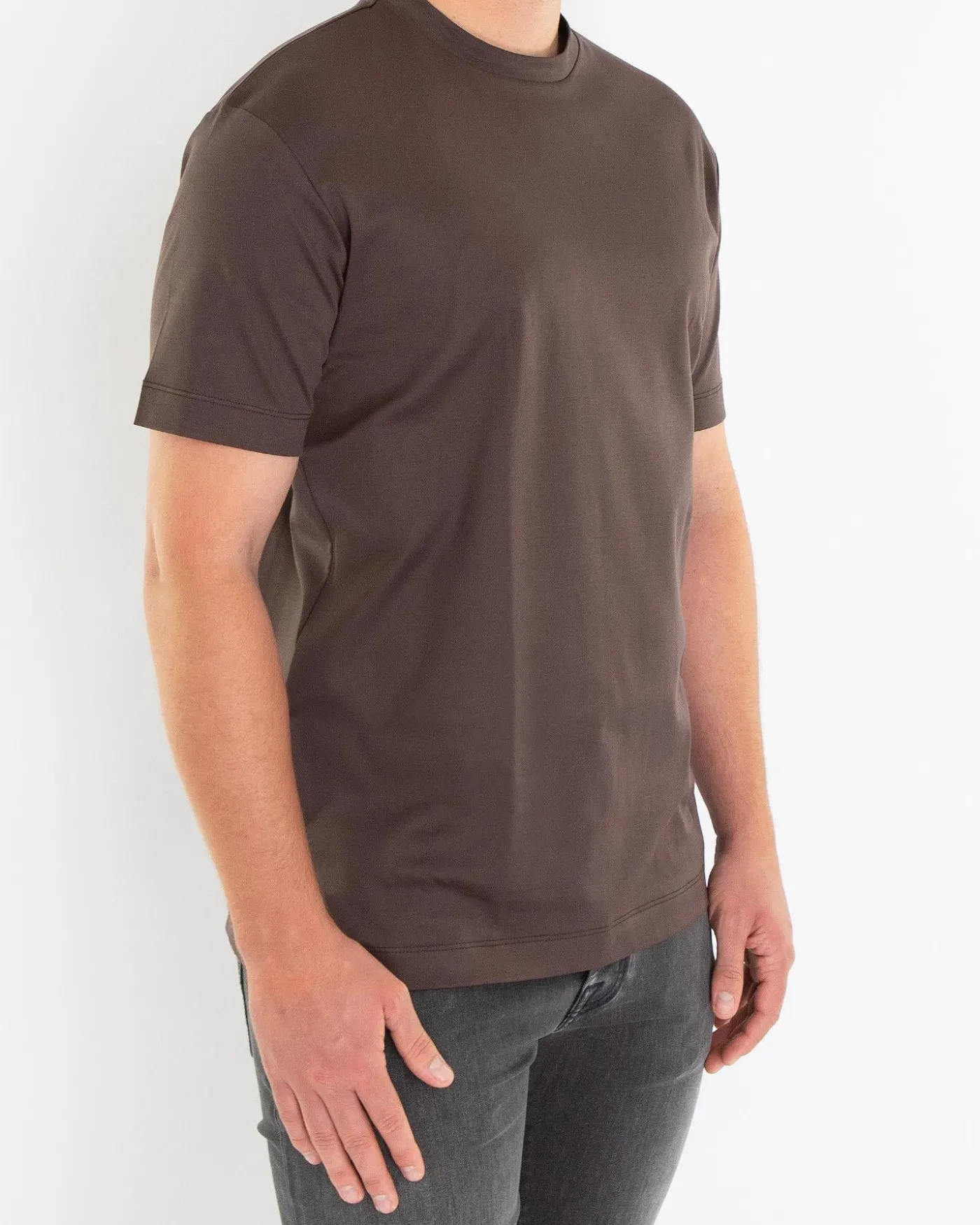 Heren Interlock Supima T-Shirt Bruin