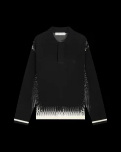 Heren Knit Shirt Rugby Zwart