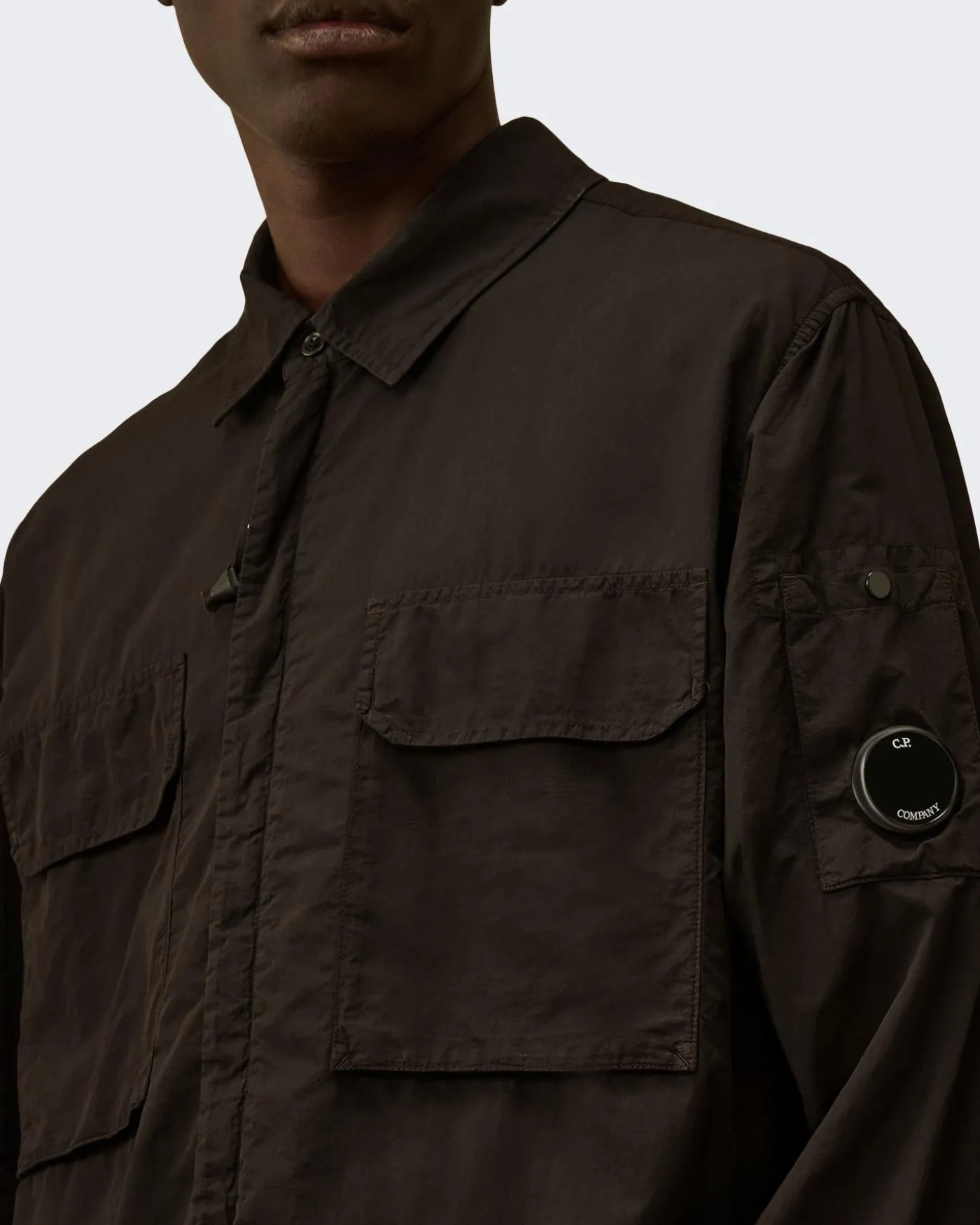 Heren Lens Zipped Overshirt Zwart