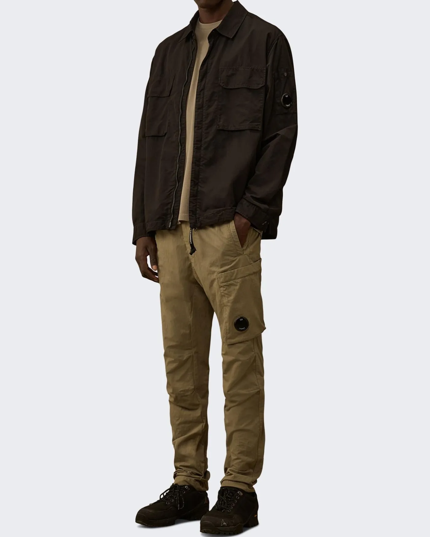 Heren Lens Zipped Overshirt Zwart