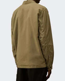 Heren Lens Zipped Overshirt Bruin