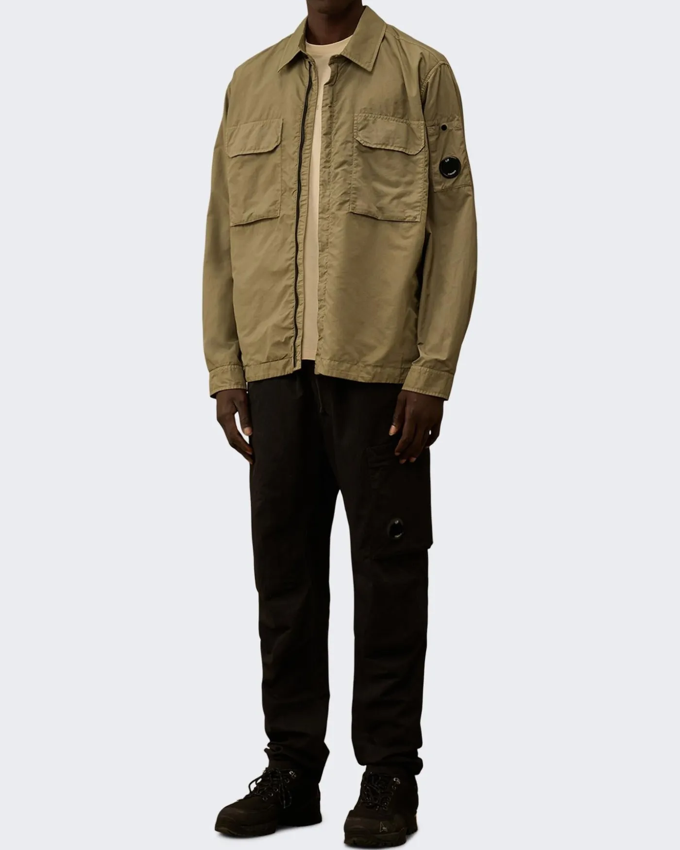 Heren Lens Zipped Overshirt Bruin