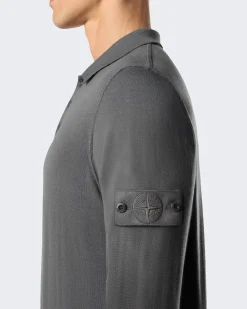 Heren Logo patch Poloshirt Grijs
