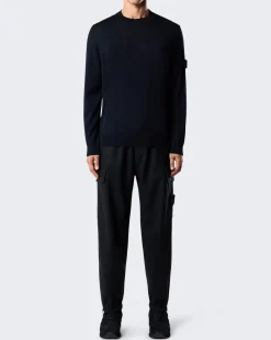 Heren Logo Patch Sweater Wool Blauw