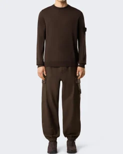 Heren Logo Patch Sweater Wool Bruin