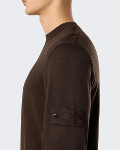 Heren Logo Patch Sweater Wool Bruin
