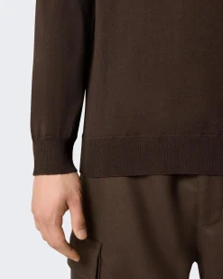 Heren Logo Patch Sweater Wool Bruin