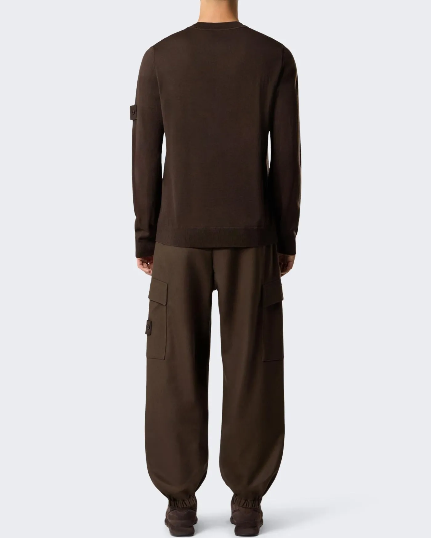 Heren Logo Patch Sweater Wool Bruin