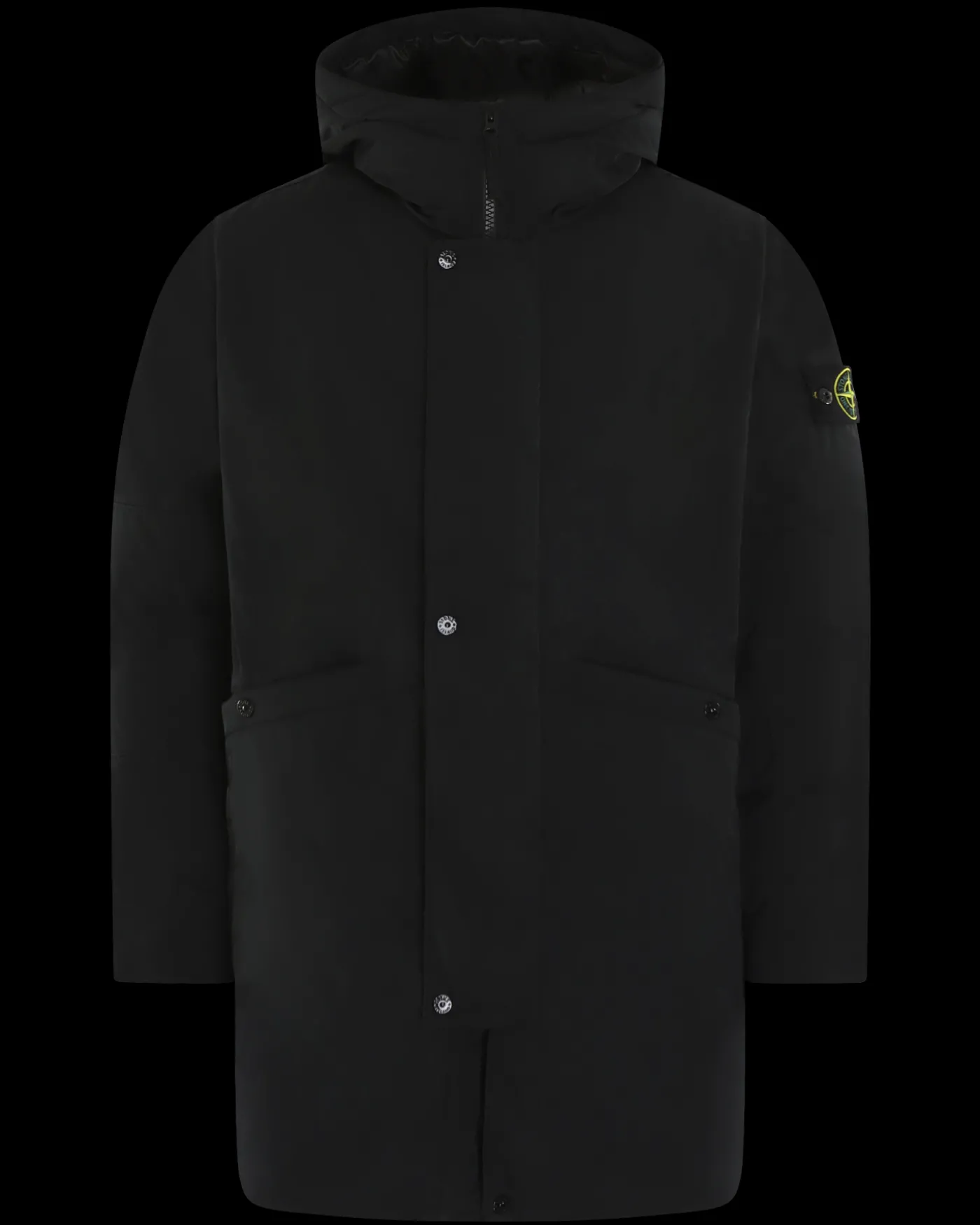 Heren Logopatch Long Parka Zwart