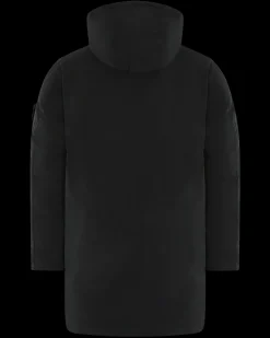 Heren Logopatch Long Parka Zwart