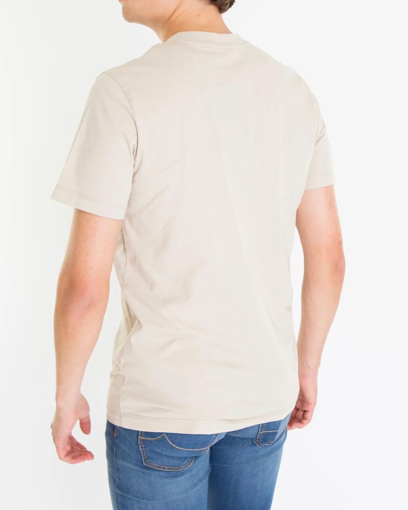 Heren Logopatch T-Shirt Beige