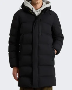 Heren Matt Stretch Long Puffer Zwart