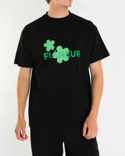 Heren Organic Flower T-Shirt Zwart