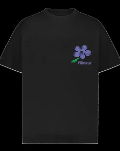 Heren Pixel Flower T-Shirt Zwart