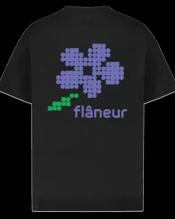 Heren Pixel Flower T-Shirt Zwart