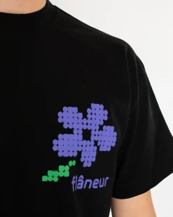Heren Pixel Flower T-Shirt Zwart