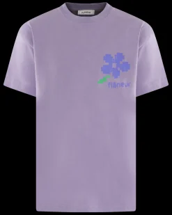 Heren Pixel Flower T-Shirt Paars