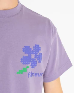 Heren Pixel Flower T-Shirt Paars