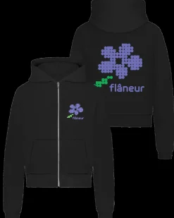 Heren Pixel Flower Zip-Up Zwart