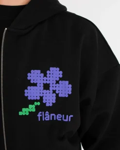 Heren Pixel Flower Zip-Up Zwart