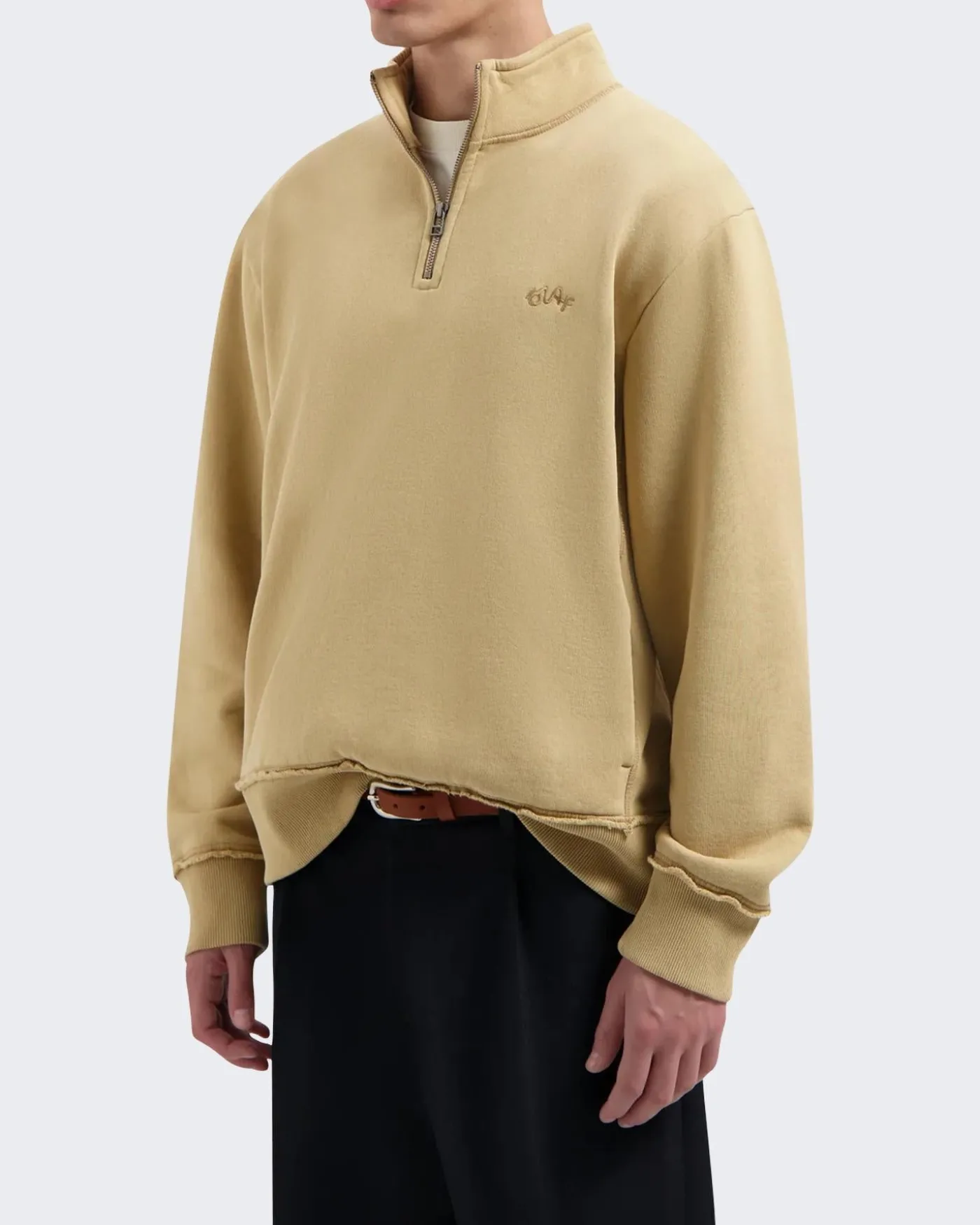 Heren Signature Zip Sweater Beige