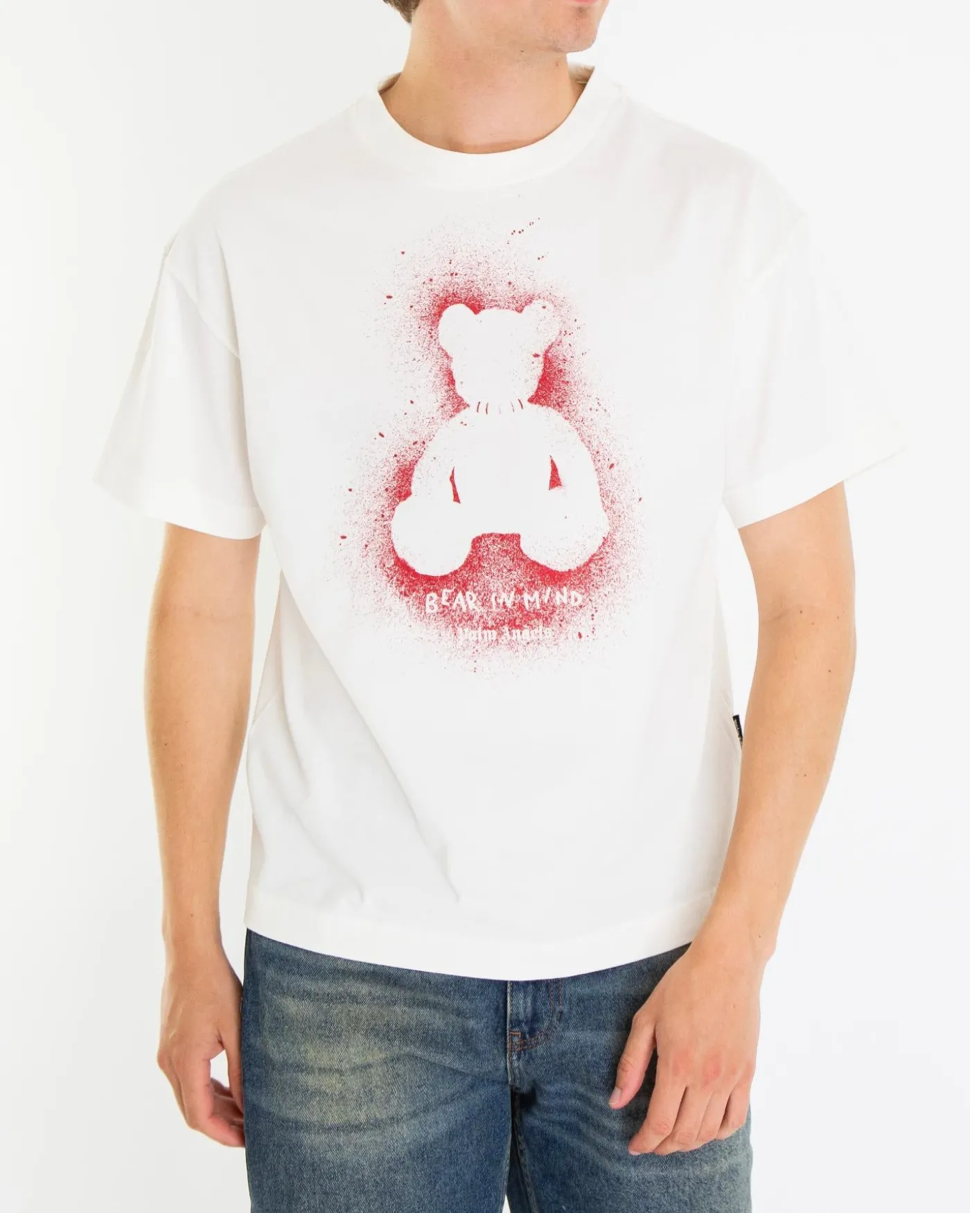 Heren Spray Bear T-Shirt Wit